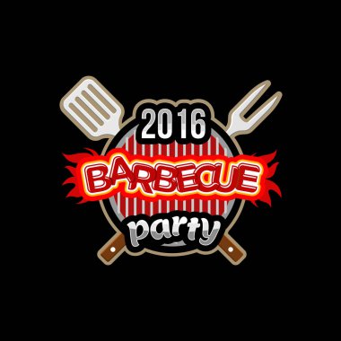 Barbekü partisi logosu şablonu.