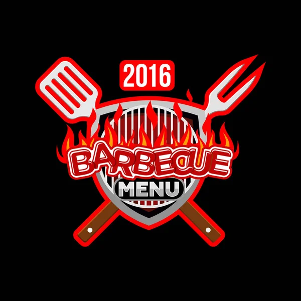 Barbecue menu logo emblema di design — Vettoriale Stock