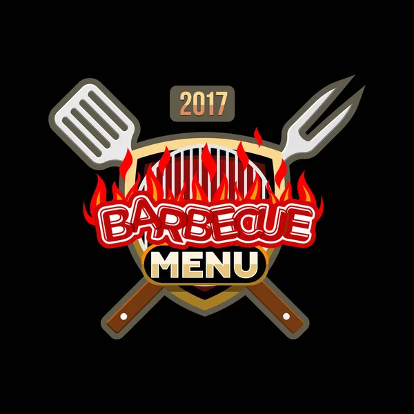 Menu barbecue logo emblème — Image vectorielle