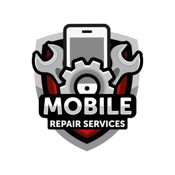 Mobile repair services logo icon emblem — Stock Vector