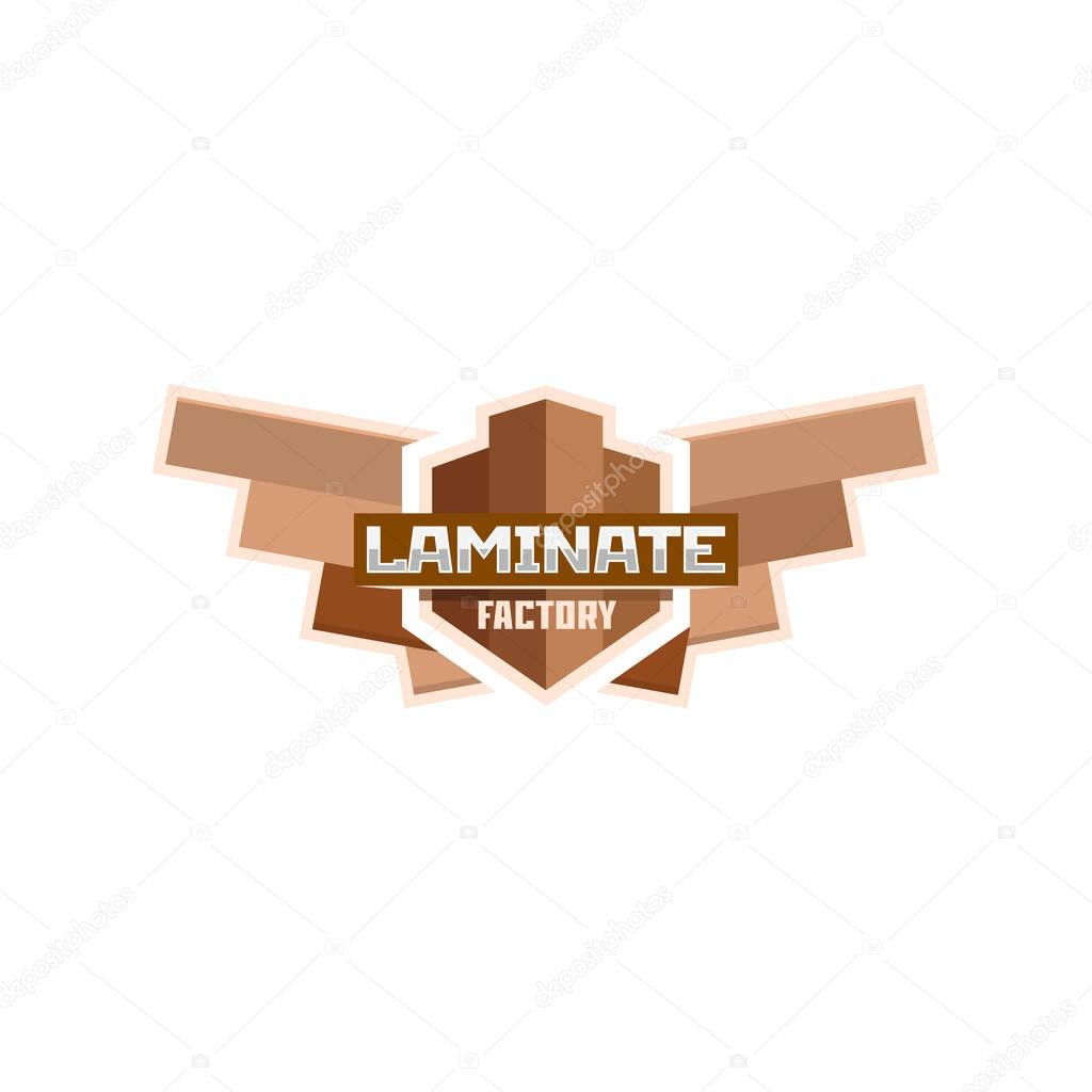 Laminate factory emblem badge.
