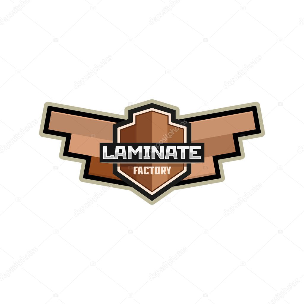Parquet or Laminate factory logo emblem badge.