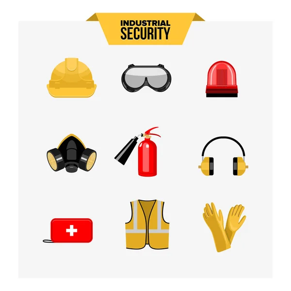 Bezpieczeństwa w miejscu pracy wektor kolekcja ikony — Wektor stockowy
