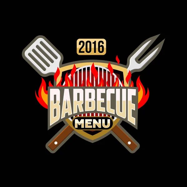 Barbecue menu logo emblem vector template — Stock Vector