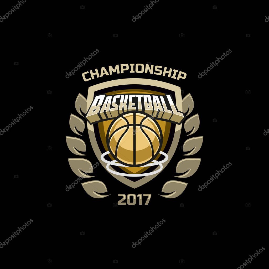 Basketball championship logo icon emblem with ball. Sport badge for tournament