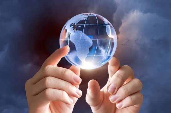 Globe in the hands of a businessman. — Stock Photo, Image