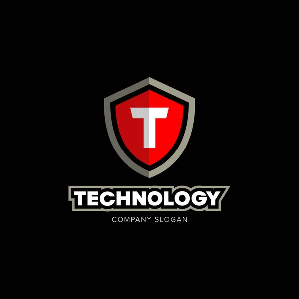 Teknoloji logo amblem tasarımı . — Stok Vektör