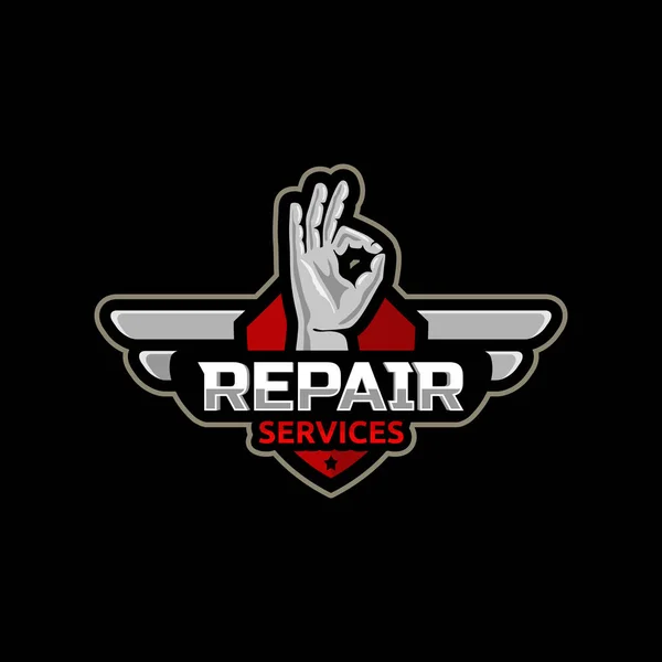 Servicio de reparación logo icono emblema vector . — Vector de stock