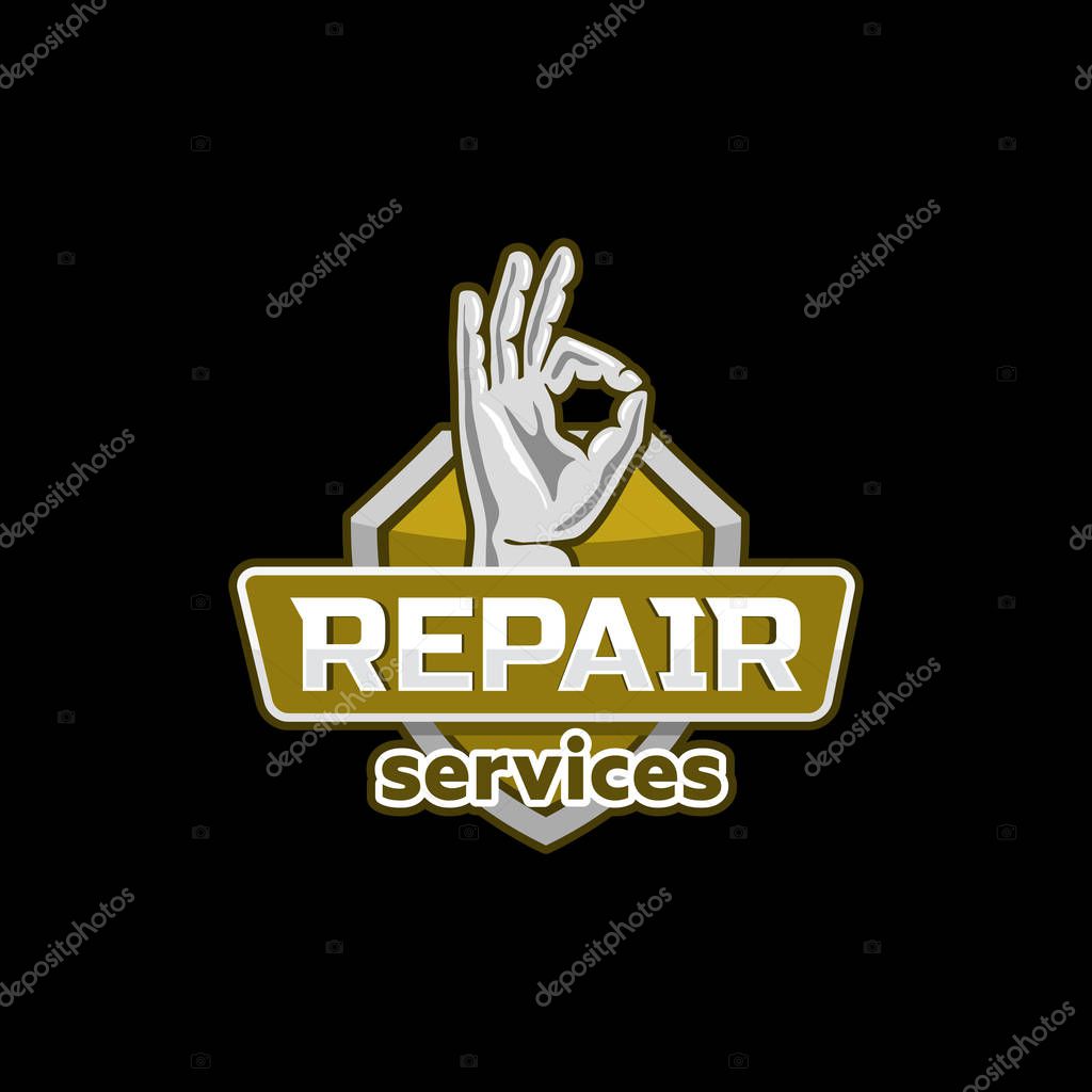 Repair service logo icon emblem vector design.