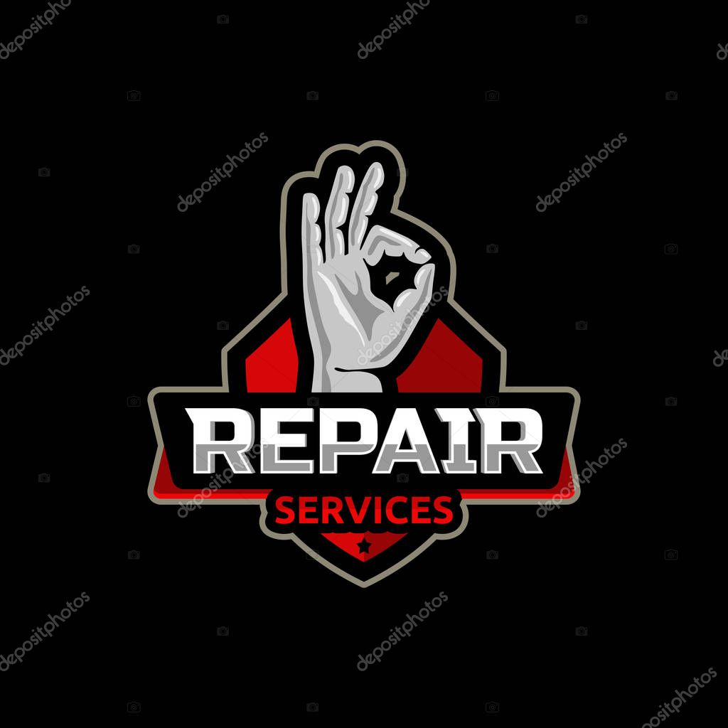 Repair service logo icon emblem vector design .