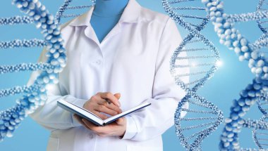 Bir bilim adamı Dna inceliyor.