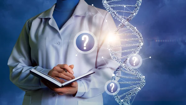 Respuestas a las preguntas en el estudio del ADN . — Foto de Stock