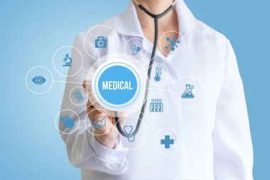 Doktor el stetoskop tıbbi kelime ile .