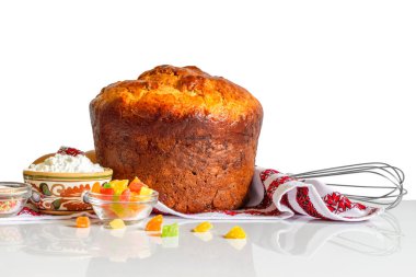 Paskalya kek havlu ve öğeleri dekorasyon.