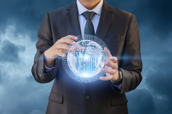 Innovative business technology in the hands of the businessman. — Stock Photo, Image