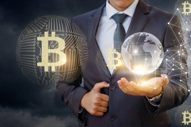 Ağ bitcoin ile işadamı .
