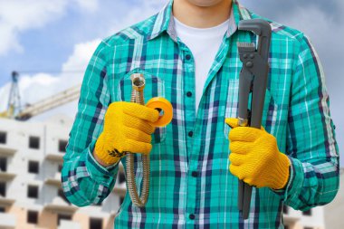 Tesisatçı araçları ve tüp .