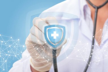 Doktor ve sağlığının korunması sembolü .