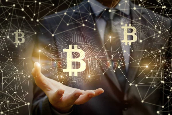 İşadamı gösteren bitcoin.