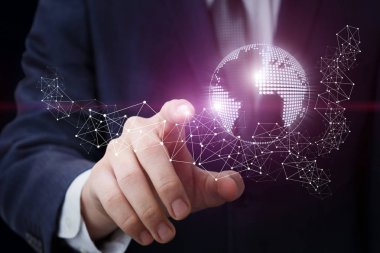 Küresel bir ağ tıklamayla işadamı .