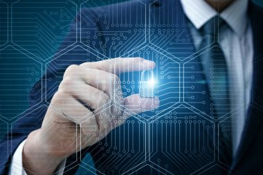 Bir kilit ile işadamı koyar.