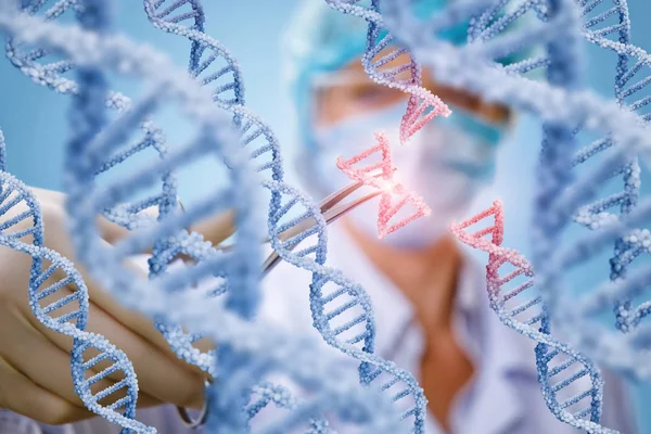 Scientist produces a replacement DNA. — Stock Photo, Image