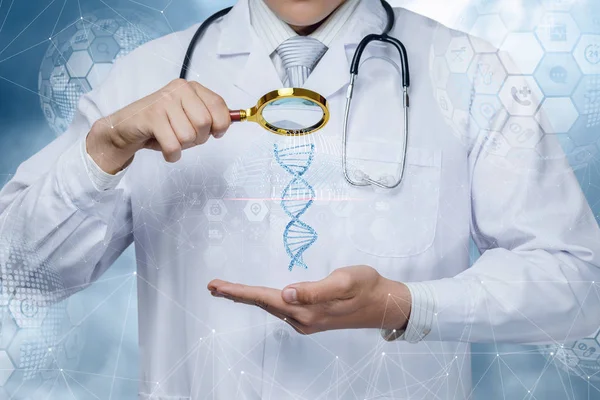 Begreppet studie och en Dna-skanning av patienten. — Stockfoto