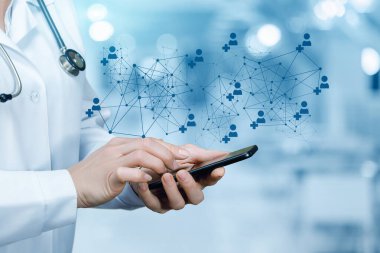 Tıbbi ağda çalışan doktor. .