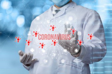 Tanı ve koronavirüs tedavisi kavramı.