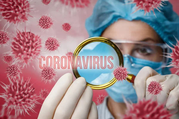El concepto de investigación y estudio del coronavirus . —  Fotos de Stock