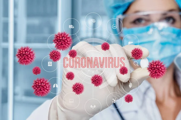 Conceito Diagnóstico Tratamento Com Drogas Coronavírus Doenças Virais — Fotografia de Stock