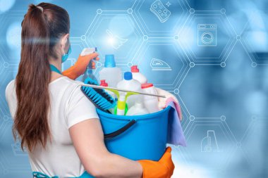 Hizmet temizliği ve dezenfekte konsepti.