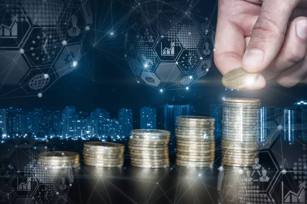 Tasarruf yoluyla finansal büyüme ve iş geliştirme kavramı.