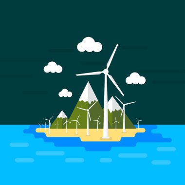 Rüzgar jeneratörleri ile ada