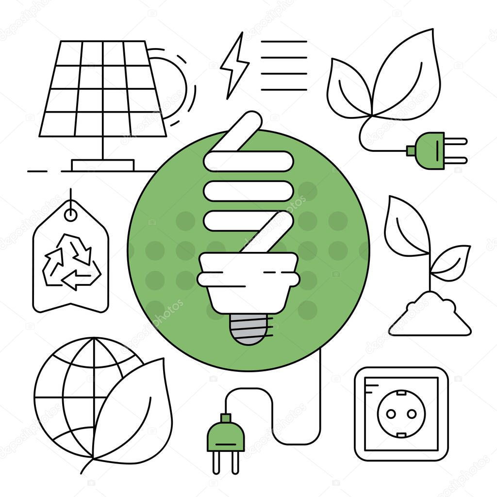 Linear Green Energy Icons