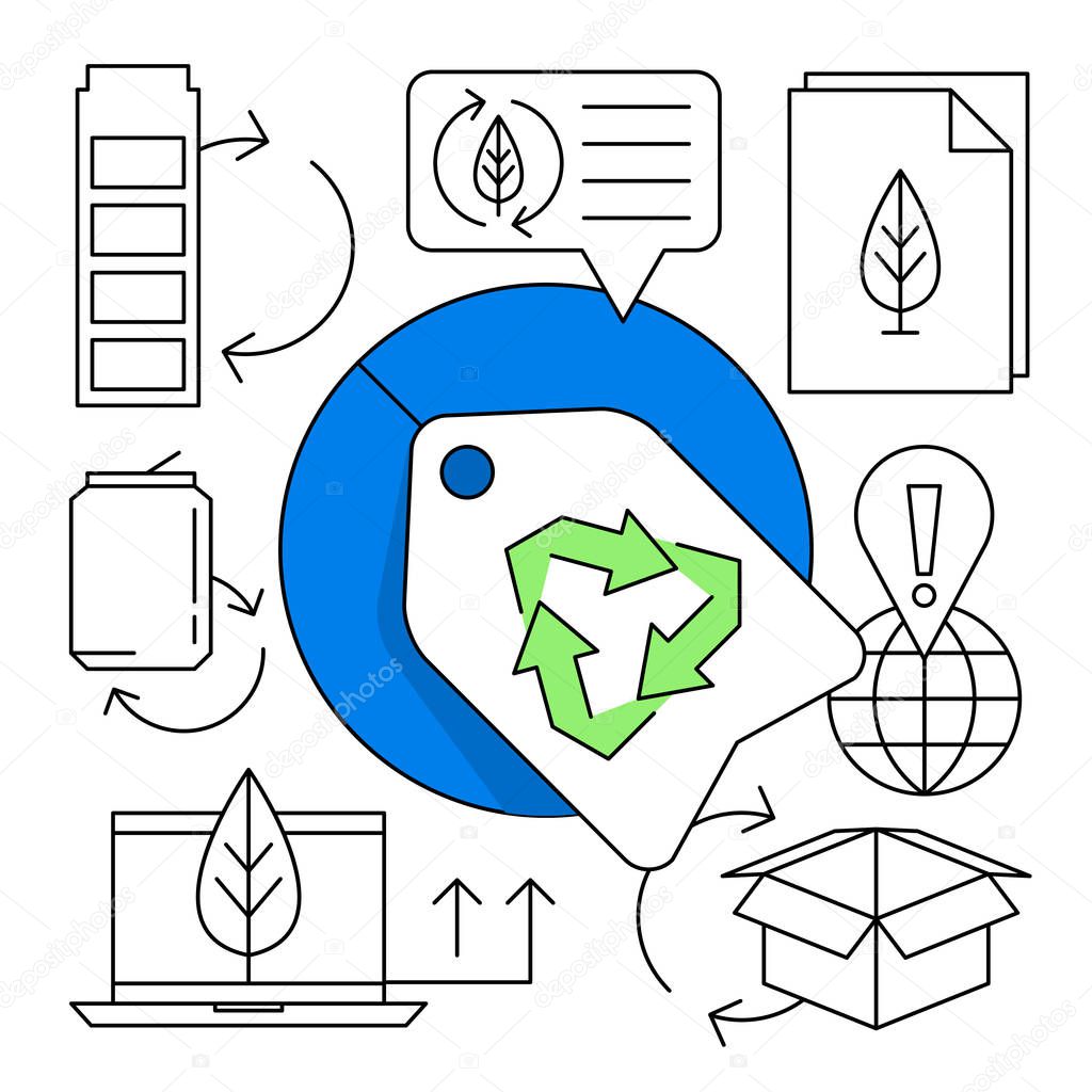 Linear Recycling Icon Set