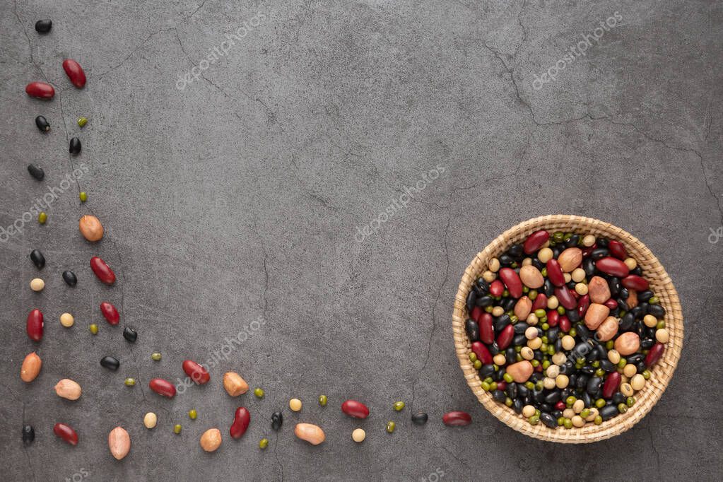 Granos o frijoles, frijol rojo, frijol negro, frijol verde, soja, maní