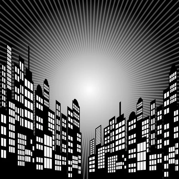 Stil tecknad Night City Skyline bakgrund. — Stock vektor
