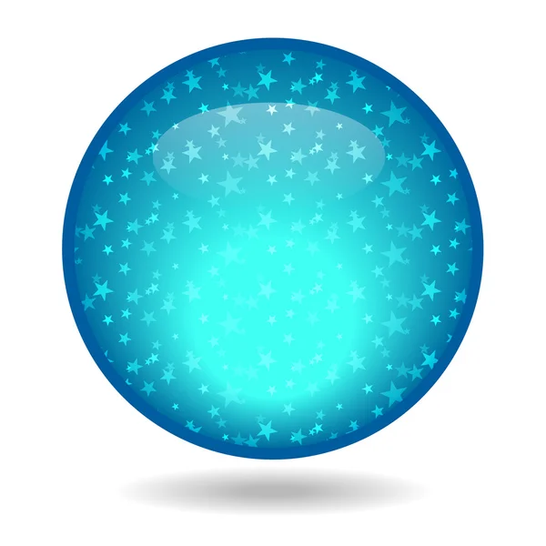 Le cercle bleu brillant avec une étoile à l'intérieur . — Image vectorielle