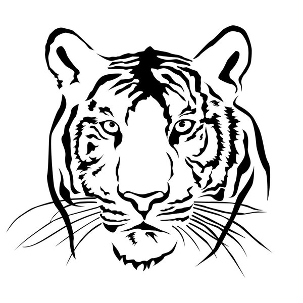 Tiger head silhouette, Vector