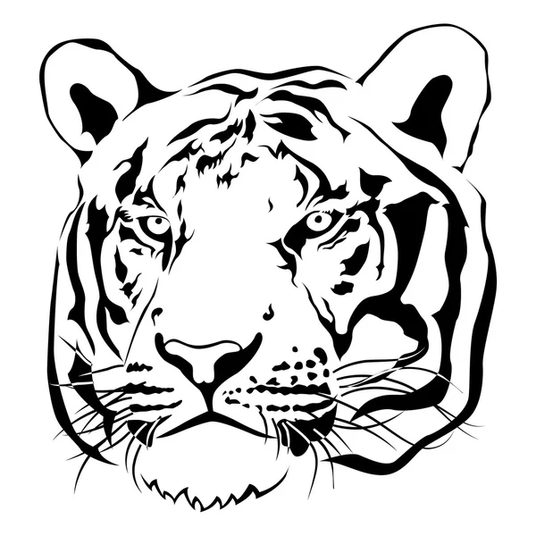 Tigerkopf schwarz-weiß, Vektor — Stockvektor