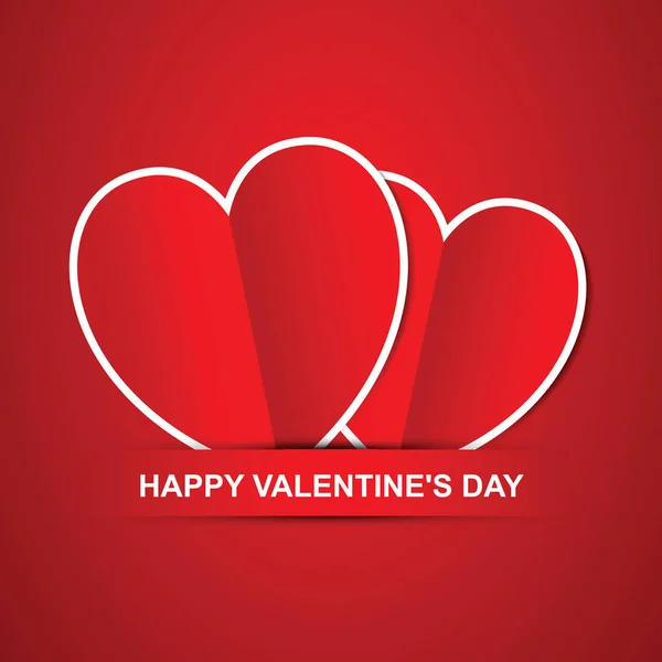 Par de corazones rojos, Feliz día de San Valentín tarjeta . — Archivo Imágenes Vectoriales