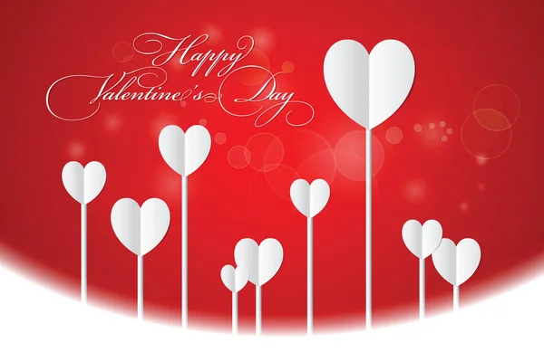 Valentine coração dia no fundo vermelho . — Vetor de Stock