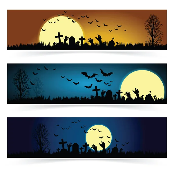 Set of three Halloween banners. — Stock Vector