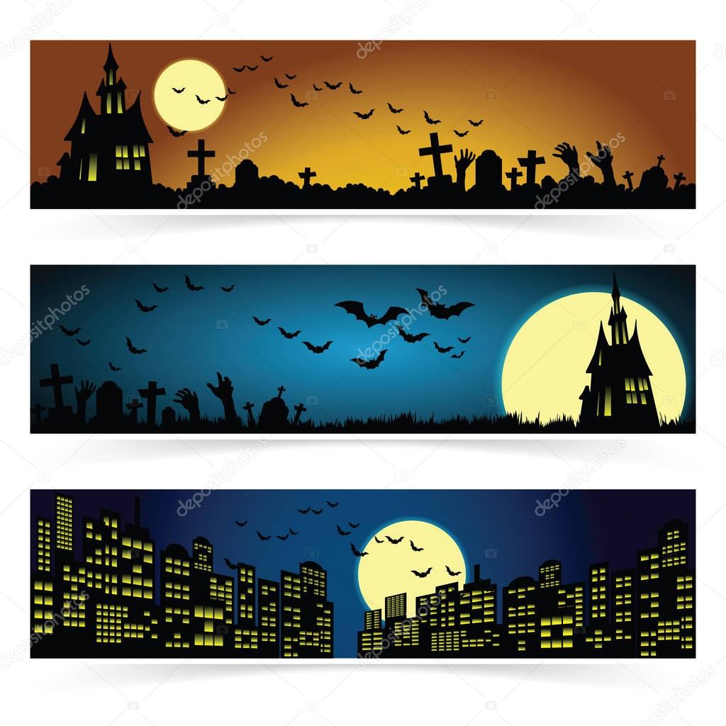 Set of three Halloween banners.