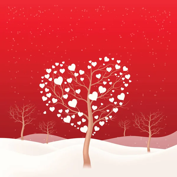 Valentine trees with heart-shaped leaves. — Stock Vector