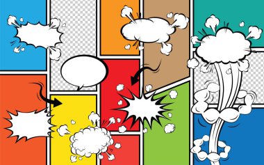 Çizgi roman şablonu. Vektör çizgi roman illüstrasyon.