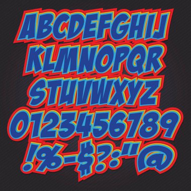 çizgi roman tarzı alfabe koleksiyonu kümesi.