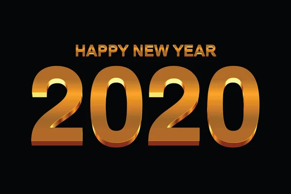2020年黄金文本黑色背景。 插画向量 — 图库矢量图片