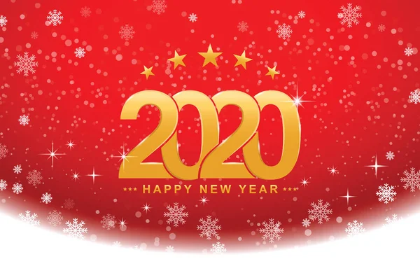 2020年新年カード抽象雪の結晶と赤の背景,ベクトルイラスト. — ストックベクタ